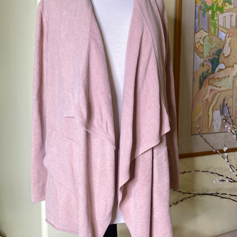 Barefoot Dreams Pink Ultra “Lite “Waterfall Cardigan Sweater